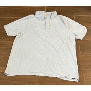 Faherty Brand Mens XXL Polo Shirt Light Blue Heather Pima Cotton Modal Stretch